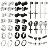 Black & Silver Earring Set (40 Piece)