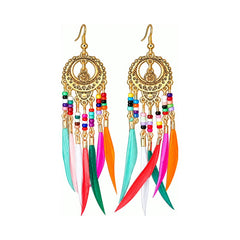 Mandala Feather Earrings | product on white background
